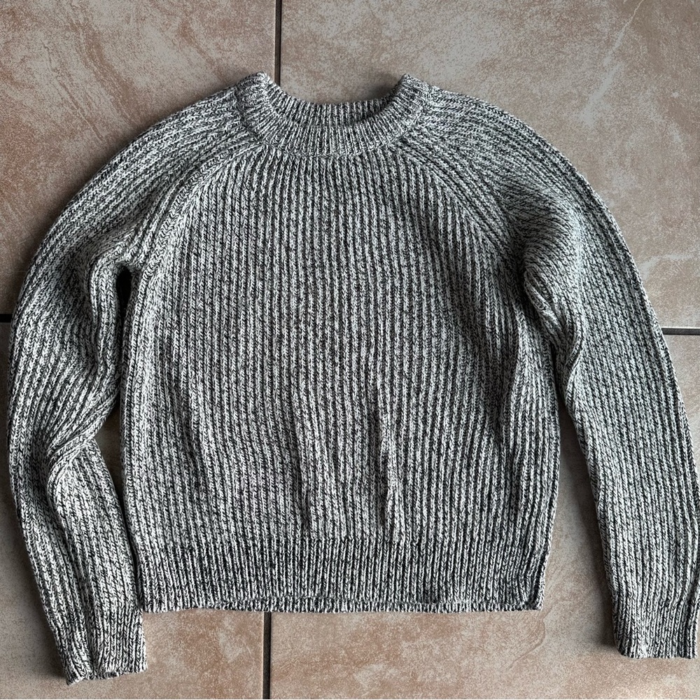 Gray Marled Ribbed Sweater